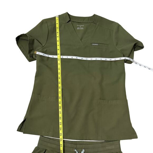 Jaanuu olive scrub set sz M w jogger pants nurse workwear scrubs green medical - Picture 5 of 8